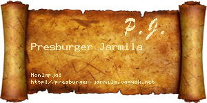Presburger Jarmila névjegykártya